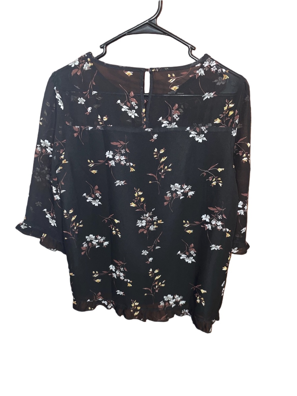 Allegra K. New With Tags Black Floral Work Blouse  *make offers* - Picture 2 of 7